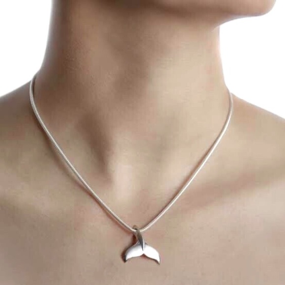 Jewelry - Whale Tail Necklace - Silver Whale Mermaid Pendant, Whale Charm, Ocean Jewellery